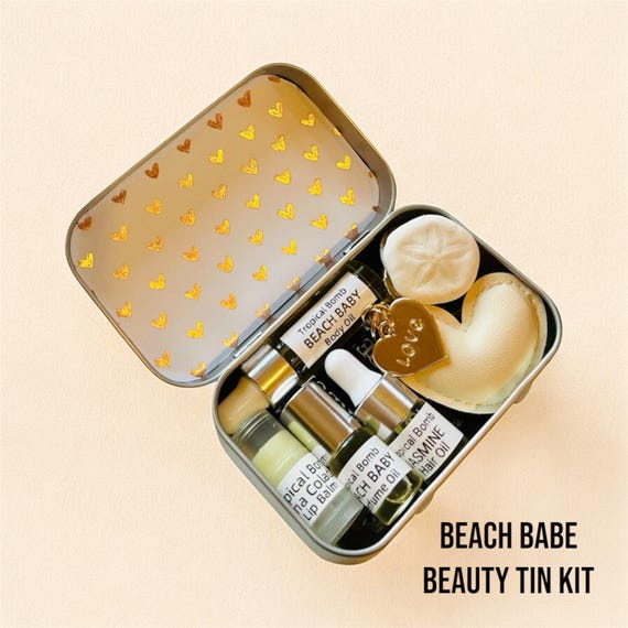 Beach Babe Beauty Tin Kit Beach Life Beach Essentials Beach Provisions Beach kit Beach Ready Beach Box Summer Vacation Beach Accessories