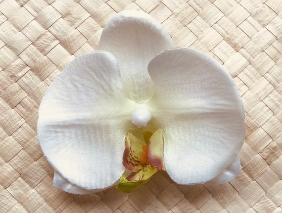 Hair Clip White Orchid Hair Clip Beach Hair Tropical Hair Vacation Hair Bachelorette Hair Bachelorette party Bachelorette Favor Bridal Hair