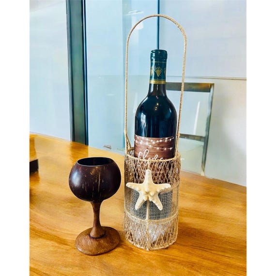 Wine Tote Carrier Starfish Wine Carrier Wine Tote Gift A Bottle Of Wine Olive Oil Tote Olive Oil Carrier Gift
