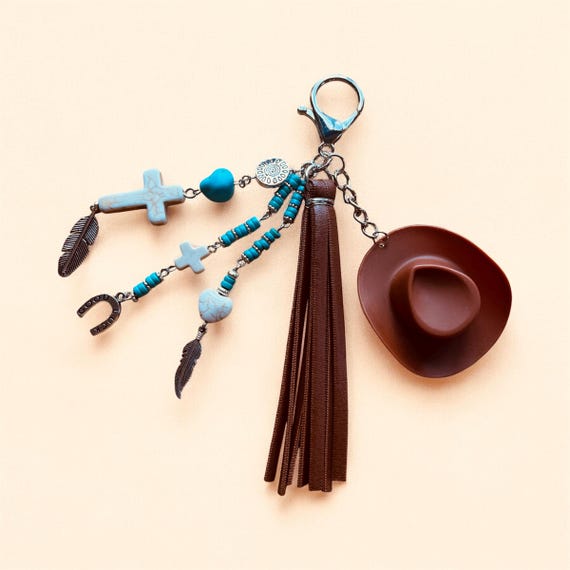 Purse Charm Western Cowgirl Hat Charm Cute Cowgirl Bag Charm Coastal Cowgirl