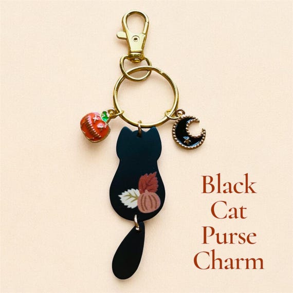 Black Cat Purse Charm| Halloween purse Charm| Halloween Gift For Her|Cute Cat Charm