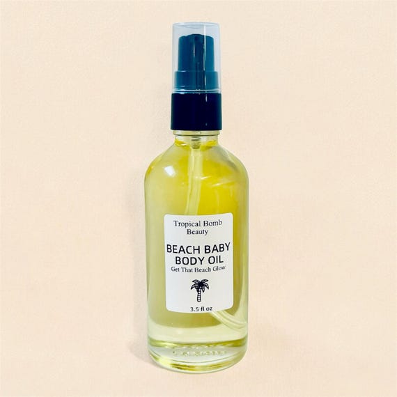 Body Oil Beach Baby Body Oil Body Shimmer Body Glow Vacation In A Bottle Tropical Cocnut and Pineapple Suntan Glow