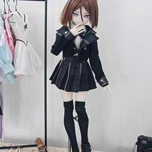1/4 BJD Doll Clothes: High School Uniform Set - Coat, Skirt, Stockings