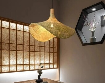 Unique Bamboo Weaving Lamp , Pendant Light , Ceiling Light , Woven Light , Rattan Light , Living Room Light , Bedroom Light , Home Decor