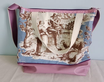 sac à mains en toile de Jouy