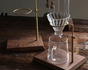 Walnussholz V60 Dripper Ständer – Kaffeemaschinenstation aus Holz zum Übergießen von Kaffee Hario Dripper Kegelhalter Filterkaffee Geschenk für Barista zu Hause