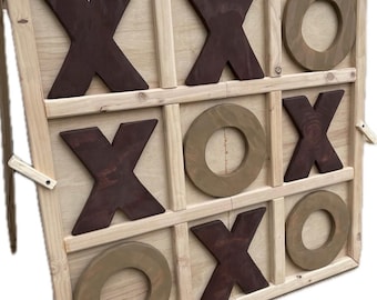 Giant Wood Tic-Tac-Toe Game: Handmade, Stand Up, Folds for Storage