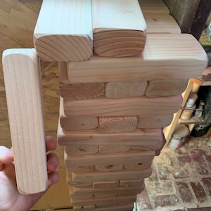 Giant Wood Tumbling Blocks Game, Play up 5ft by stacking 45 large Wooden Timbers