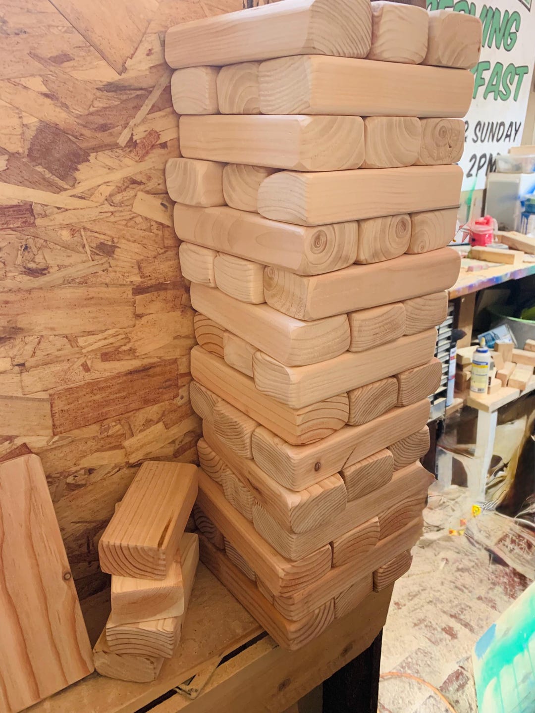 Giant Yard Topple Timbers Game, 54 Wood Blocks Play up to 6ft or Gift ...
