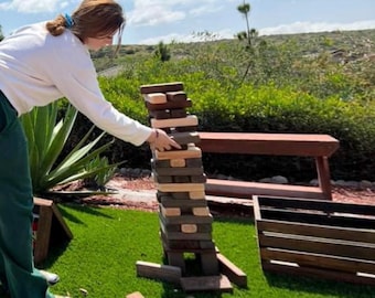Giant Tumble Tower Game: Rustic Outdoor Lawn, Wedding, Corporate Gift