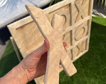 Giant Wood Tic-Tac-Toe Game Stand Up 3ft x 3ft, Folding Jumbo wood letters X and O Knots Crosses gift for kids