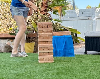 Giant Tumbling Blocks Game with Heavy Duty Tote Carrying Bag
