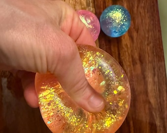 Fidget Toy, Stress Ball 2.5in Glitter Anxiety relief squishy slow rise ice in orange
