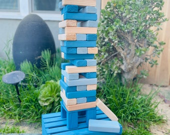 Giant Tumbling Tower Game, 6ft Outdoor Stacking Blocks, with Crate