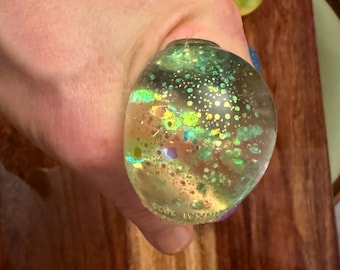 Fidget Toy, Stress Ball 2.5in Glitter Anxiety relief squishy in Green