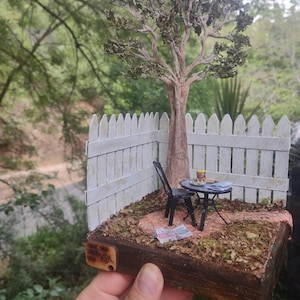 1:24 Backyard diorama - tree, fence + base - digital download for Cricut Joy+