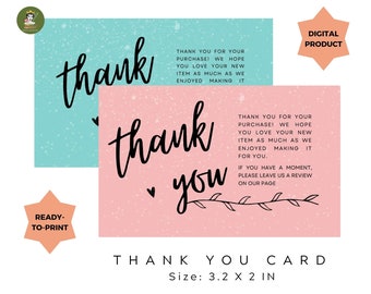 Thank You Card (READY-TO-PRINT) - Snow Blue and Pink Thank you Card Ready to print