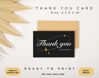 Thank You Card (READY-TO-PRINT) - Elegant | Thank you for your purchase | Printable Thank you Card