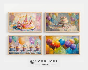 Happy Birthday Bundle, Birthday set of art, Balloons Frame Tv Art, Vintage Birthday Frame TV Art, Happy Birthday Frame Tv Art