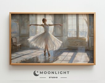 FRAME TV Art, Ballerina Frame TV Art, Ballet Dancer Art, Vintage oil painting, Neutral Artwork, Dancing Screensaver