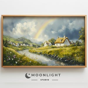 Rainbow Landscape Frame TV Art: Moody Farmhouse Cottagecore (Digital Download