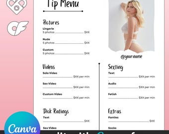 Editable Minimalist OnlyFans Tip Menu Canva Template - DIY template Fansly instant digital download LoyalFans tipping solo content marketing