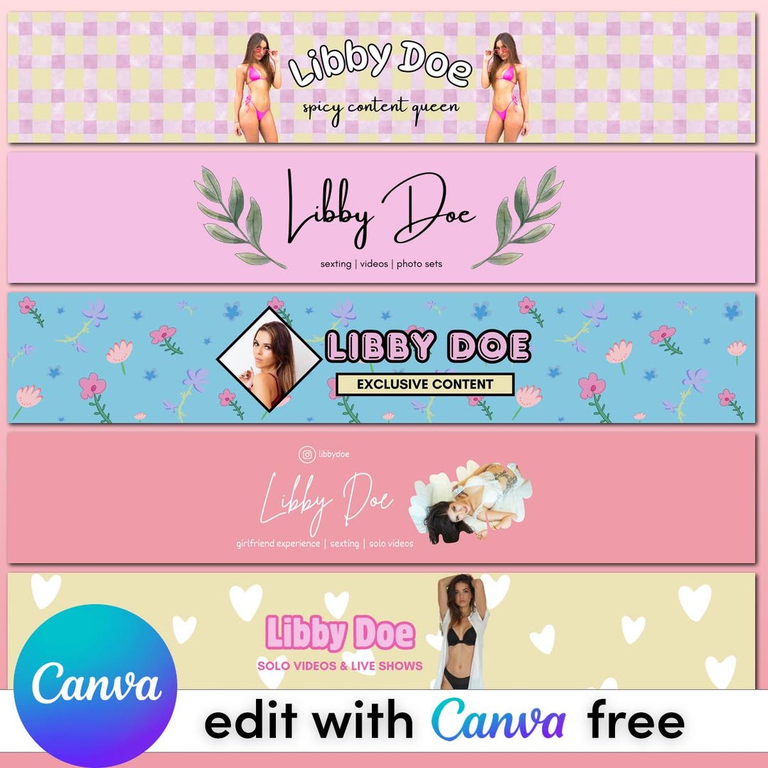DIY Pastel Onlyfans Banner Template Bundle - 5 Fully Editable With Free ...