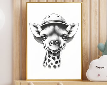 DIGITAL PRINT Wand Kunst Baby Tier Giraffe Safari Kinderzimmer Dekor Digital Download