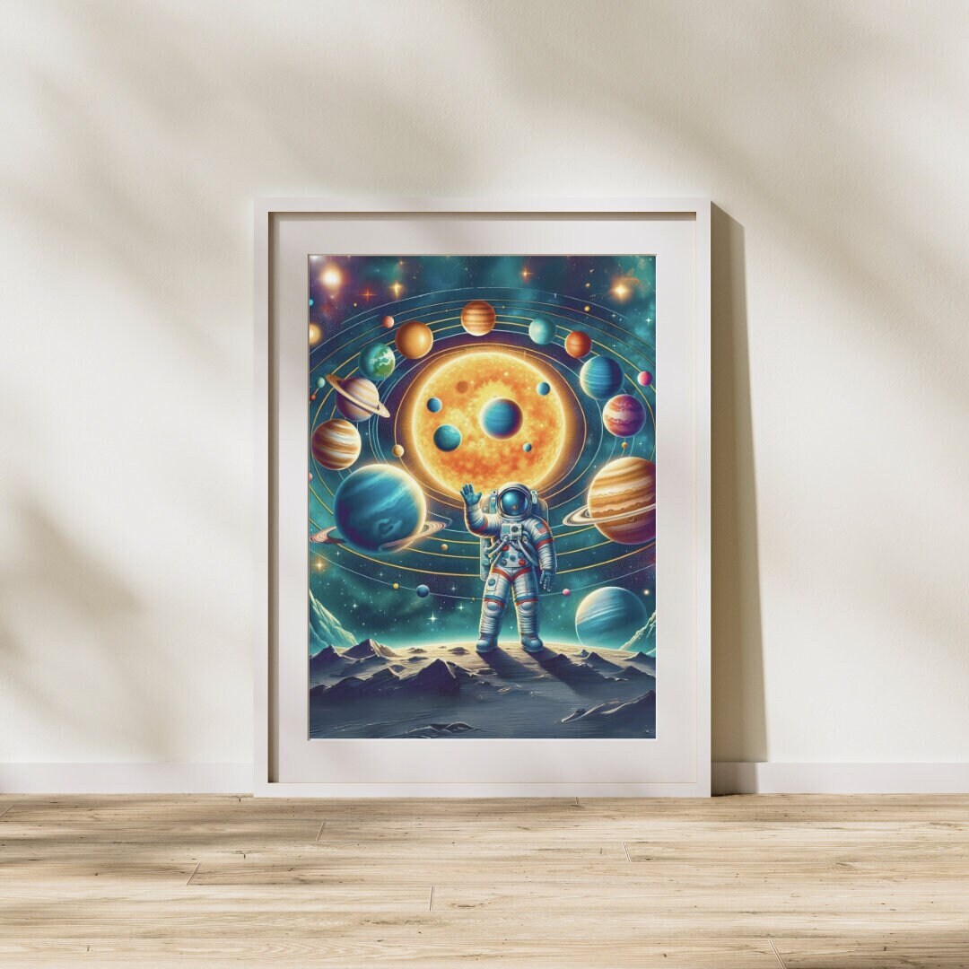 DIGITAL PRINT Kids Astronaut in Space Wall Art Home Decor Digital ...