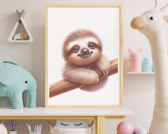 DIGITAL PRINT Wall Art Baby Sloth Home Nursery Decor Digital Download