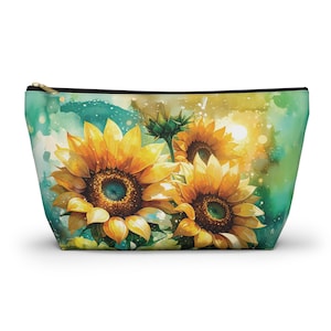 Sunflower Accessory Pouch, Cosmetic Zipper Pouch, Travel Bag