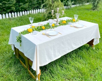 Rustic Linen Tablecloth for Wedding, Farmhouse, Square, Rectangular, Natural Linen Table Cloth