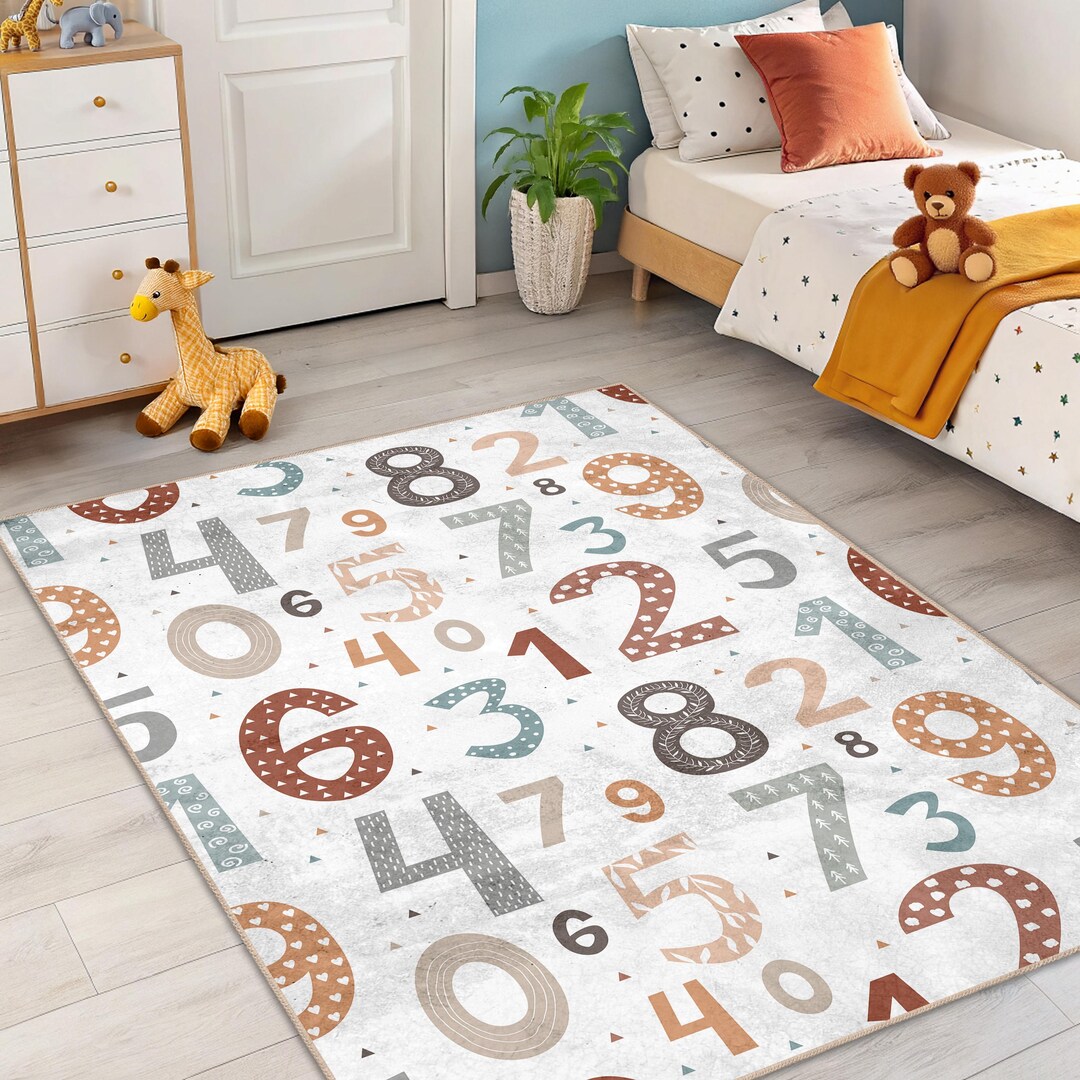 Kids Number Rug for Playroom, Counting Area Rug for Boys & Girls ...