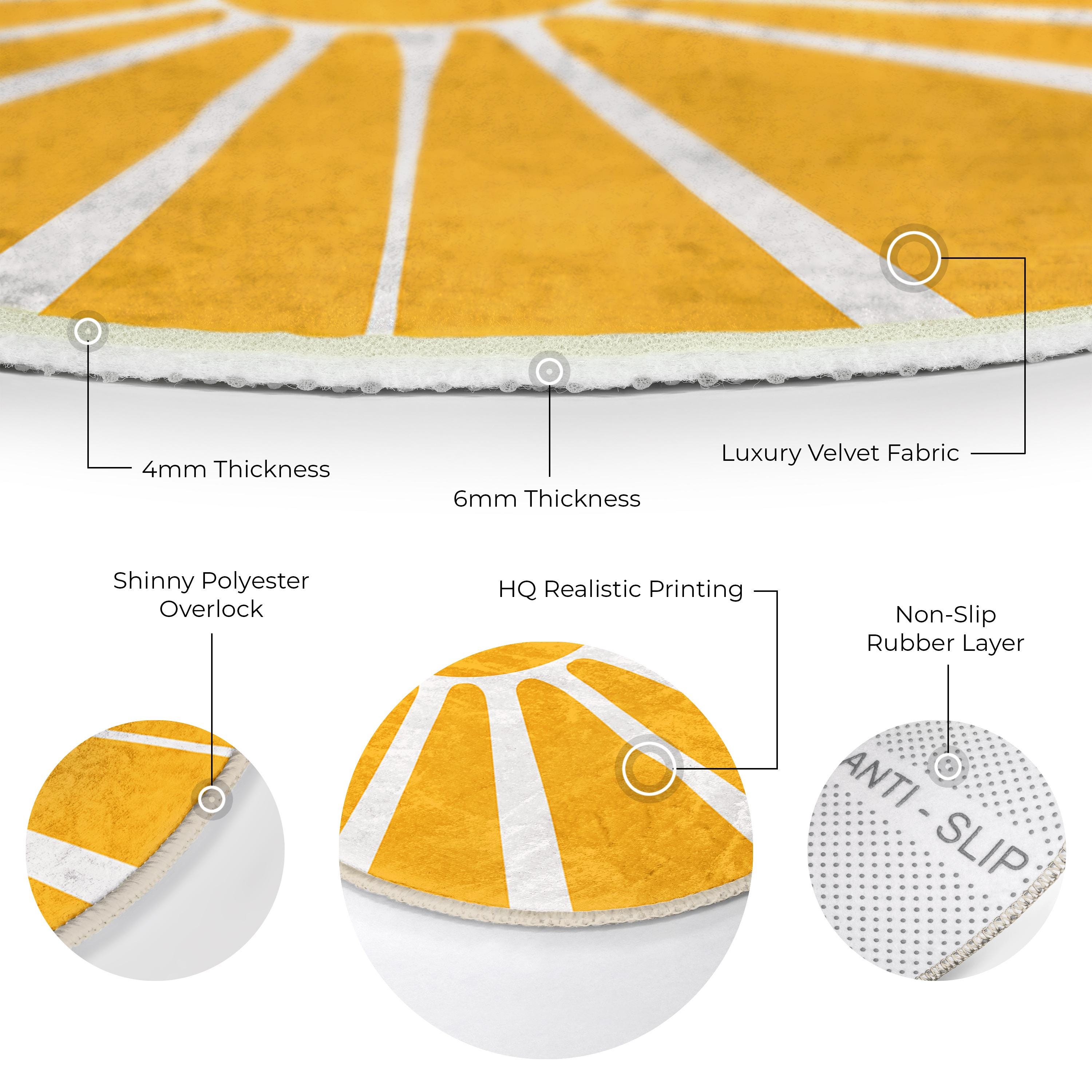 Retro Sunshine Rug, Mid-century Modern Round Area Carpet, Vintage ...
