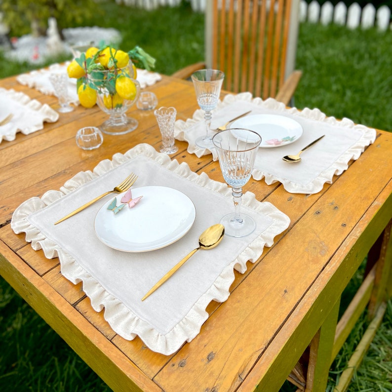 Toile De Jouy Placemats , Patterned Table Cloth, Placemats Sets
