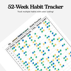 52 Week Habit Tracker Printable Planner - Etsy