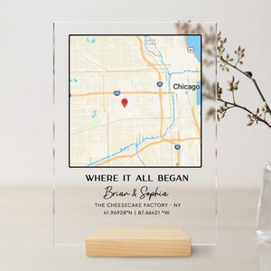 Benutzerdefinierte Karte Acrylschild, personalisierte Lage Plakette, Hochzeitstag Geschenk, gravierte Karte Andenken, benutzerdefinierte GPS-Koordinaten Schild