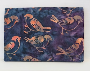 Checkbook Cover Top Stub Cotton Fabric Batik Birds