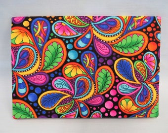 Checkbook Cover Cotton Fabric TOP STUB Carnivale  Paisley Black
