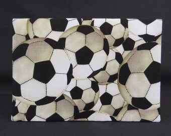 Checkbook Cover Cotton Fabric Top Stub Soccer Balls