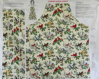 Vintage Garden Birds Apron Cranston Print Works Cut Out