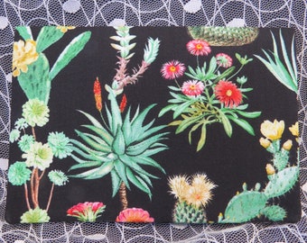 Checkbook Cover Cotton Fabric Top Stub Succulents Cacti Cactus Plant