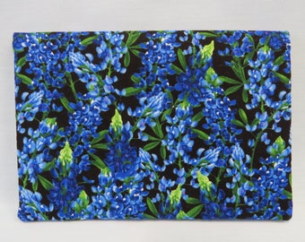 Checkbook Cover Cotton Fabric Top Stub Floral Texas Bluebonnets Wildflowers Free Shipping