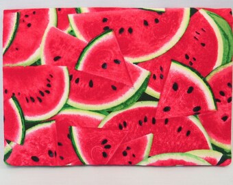 Checkbook Cover Top Stub Cotton Fabric Watermelon