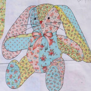 Vintage Patchwork Bunny Fabric Panel un-cut