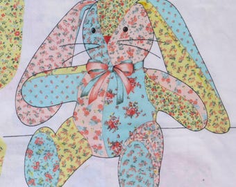 Vintage Patchwork Bunny Fabric Panel un-cut