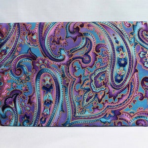 Checkbook Cover Cotton Fabric Top Stub Purple Blue Lavender Gold BEST SELLER