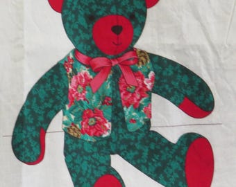 Vintage Christmas Tapestry Teddy Panel