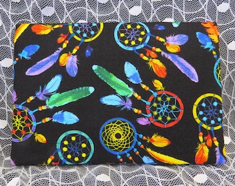 Checkbook Cover Cotton TOP STUB Multi Colored Dream Catcher Fabric