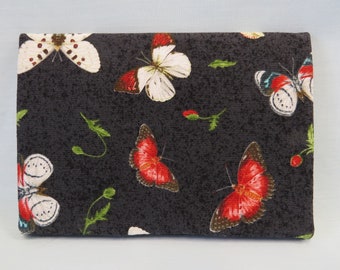 Checkbook Cover Cotton Fabric Top Stub Butterflies